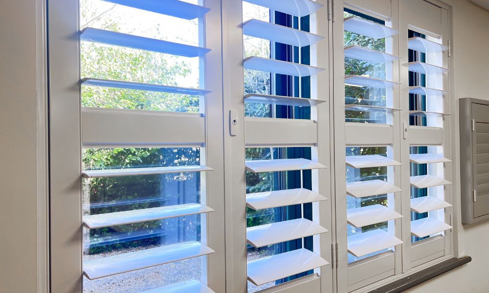 Aluminium shutters on a modern window